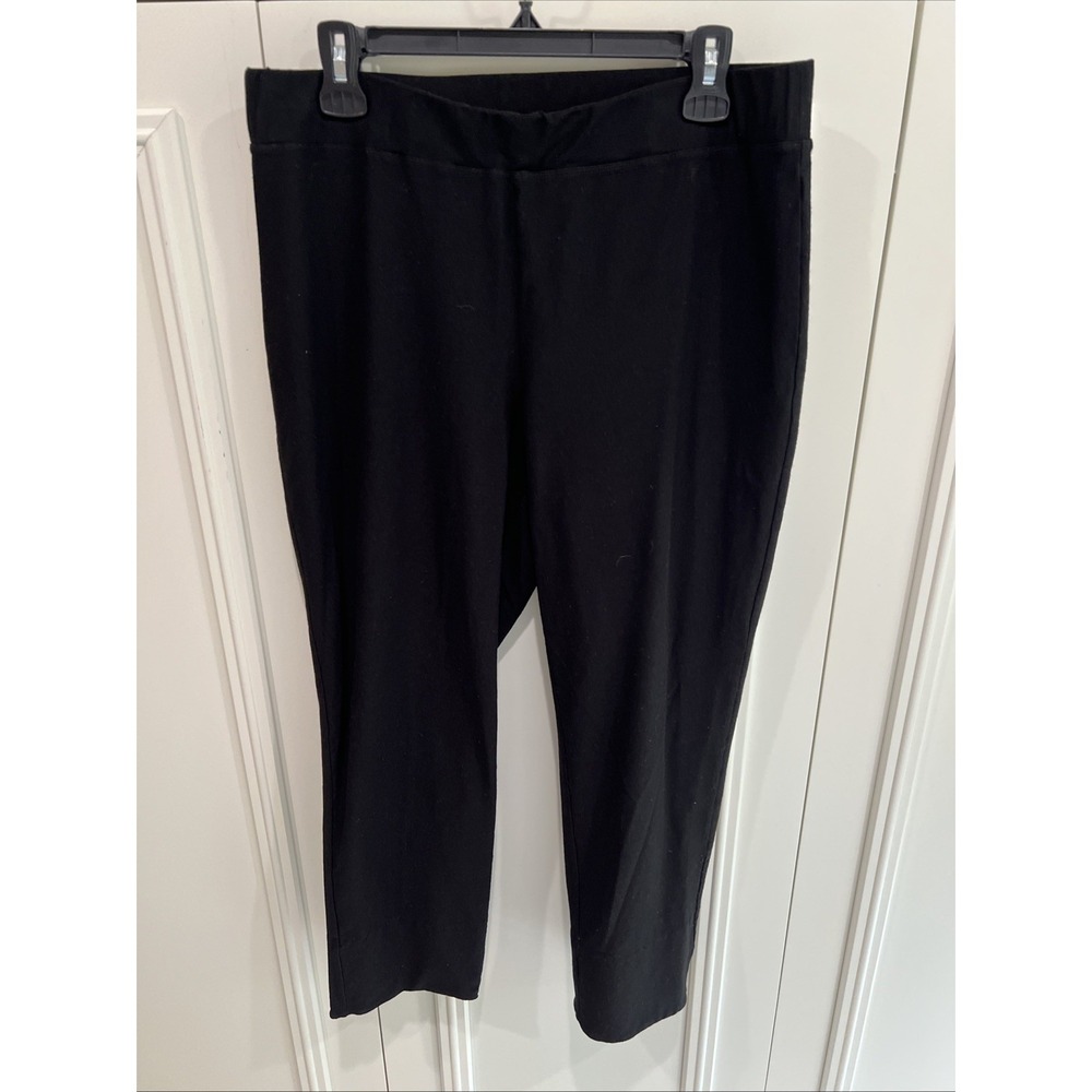 Eileen Fisher Black Crepe Pull On Pants Minimalist Capsule Classic Quiet Luxury
